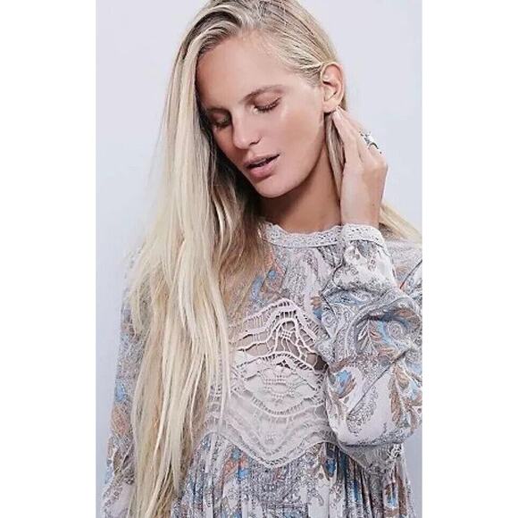 Free People Women’s Sweet Thing Tunic Dress Cutout Back Size XS Boho Tea Combo - Picture 2 of 11